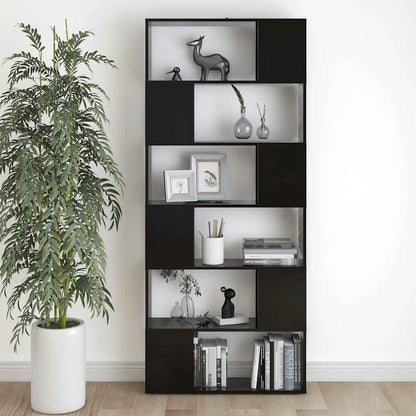 809153 vidaXL Book Cabinet Room Divider Black 80x24x186 cm Engineered Wood