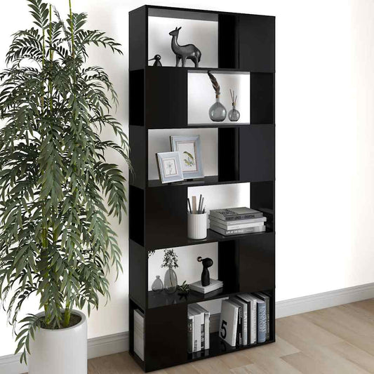 809153 vidaXL Book Cabinet Room Divider Black 80x24x186 cm Engineered Wood