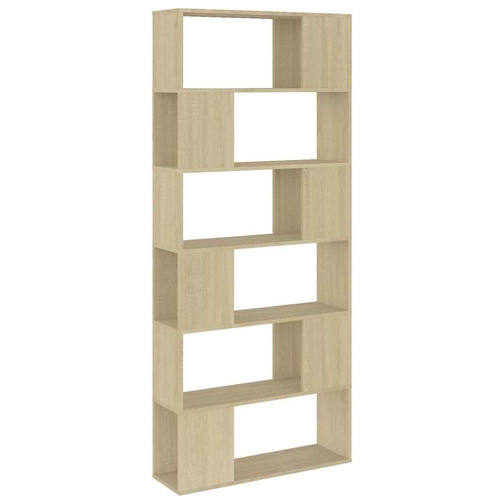 vidaXL Book Cabinet Room Divider Sonoma Oak 80x24x186 cm Engineered Wood