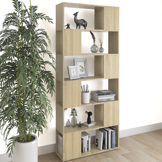 809155 vidaXL Book Cabinet Room Divider Sonoma Oak 80x24x186 cm Engineered Wood