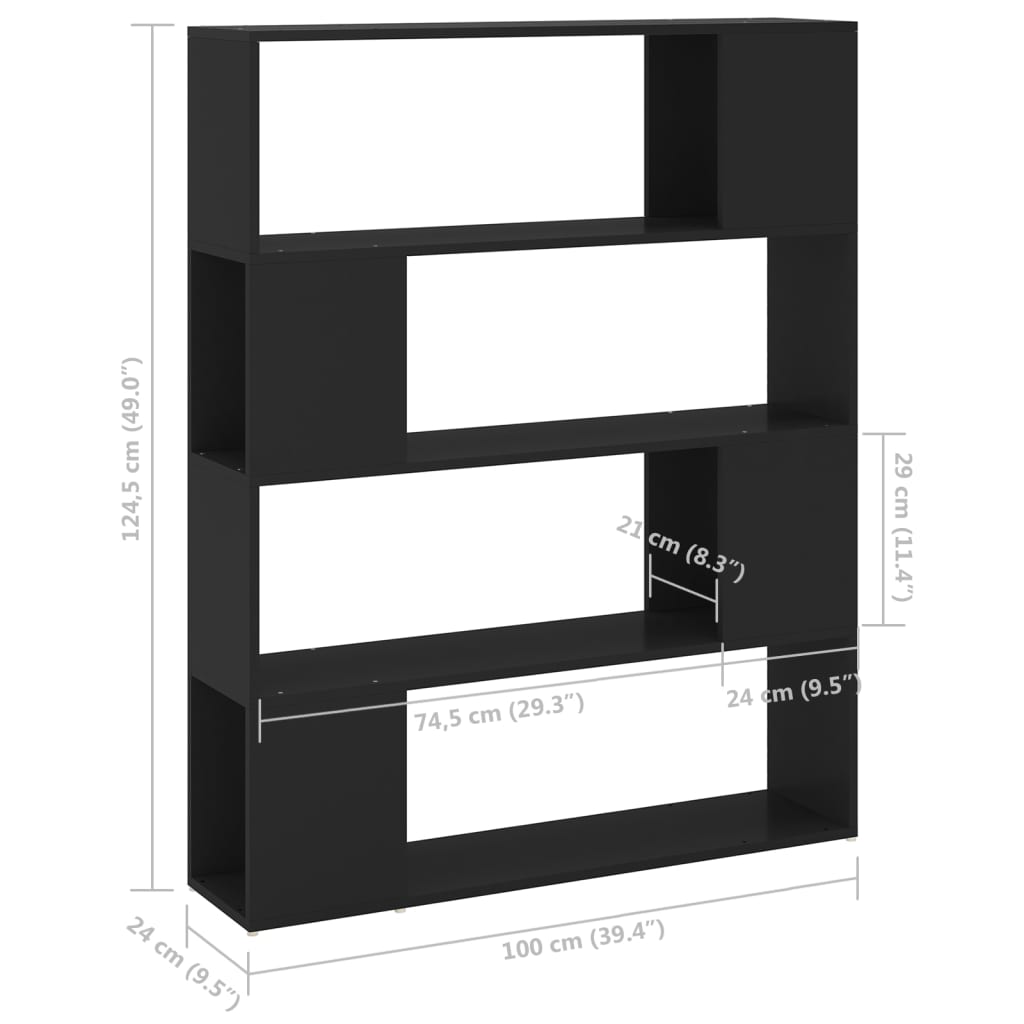 vidaXL Book Cabinet Room Divider | Black | Engineered wood | Medium