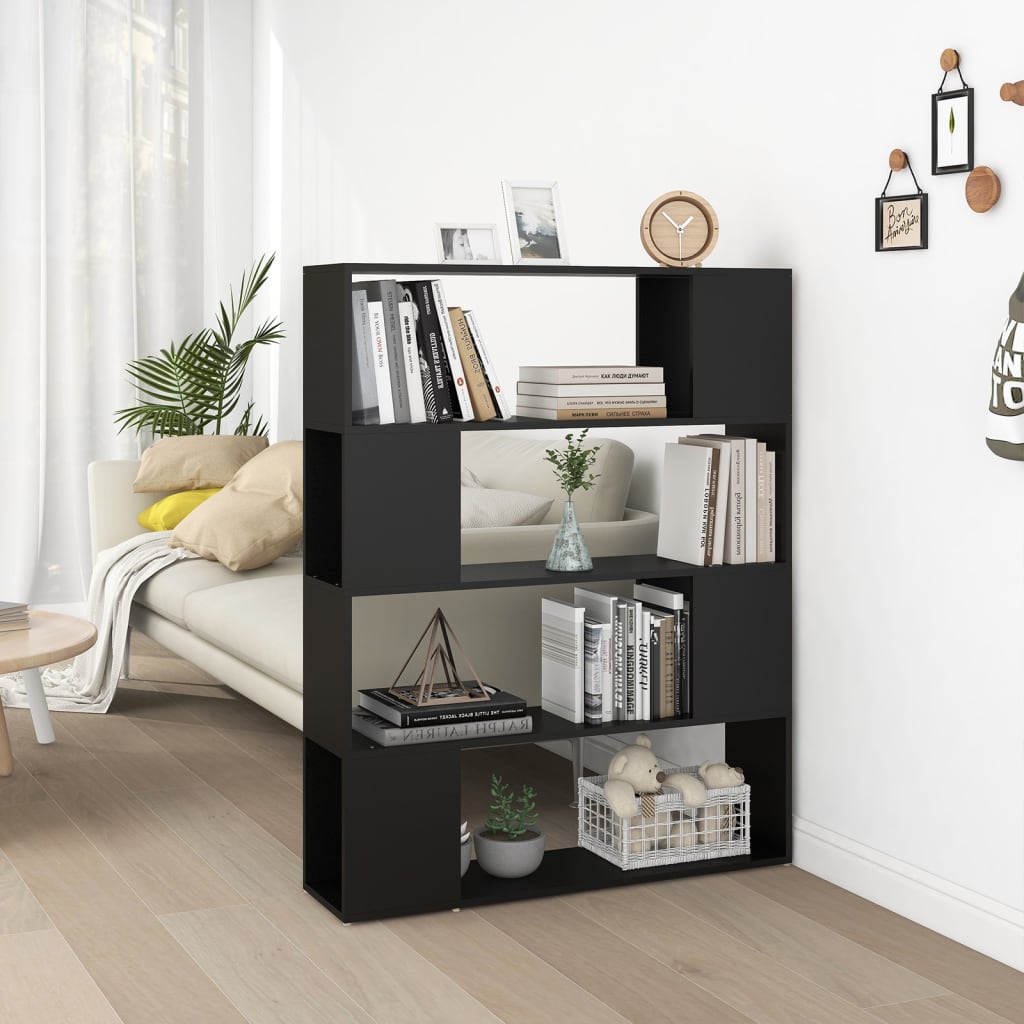 vidaXL Book Cabinet Room Divider | Black | Engineered wood | Medium