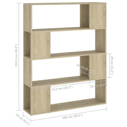vidaXL Book Cabinet Room Divider | Sonoma oak | Engineered wood | Medium