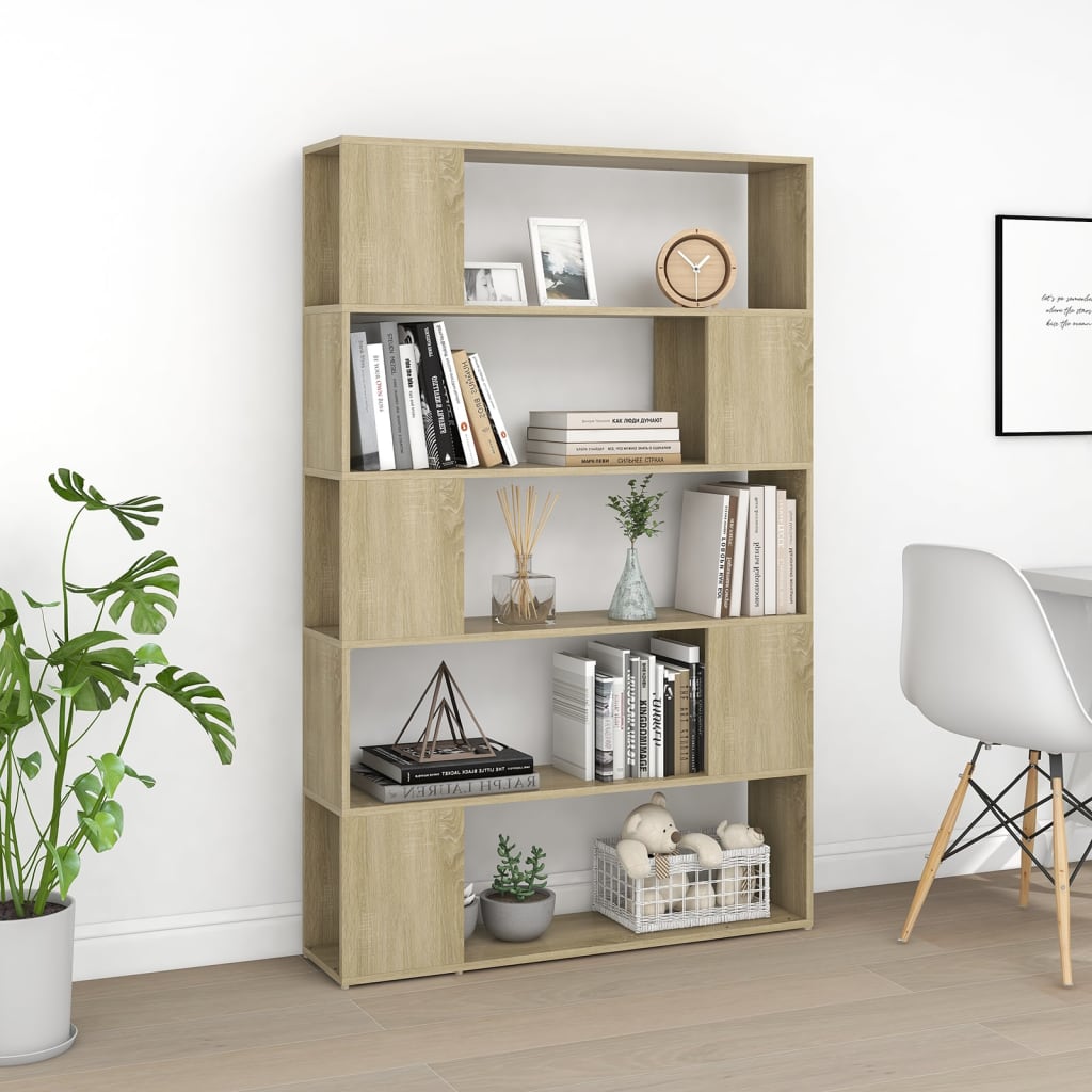 vidaXL Book Cabinet Room Divider Sonoma Oak 100x24x155 cm Engineered Wood