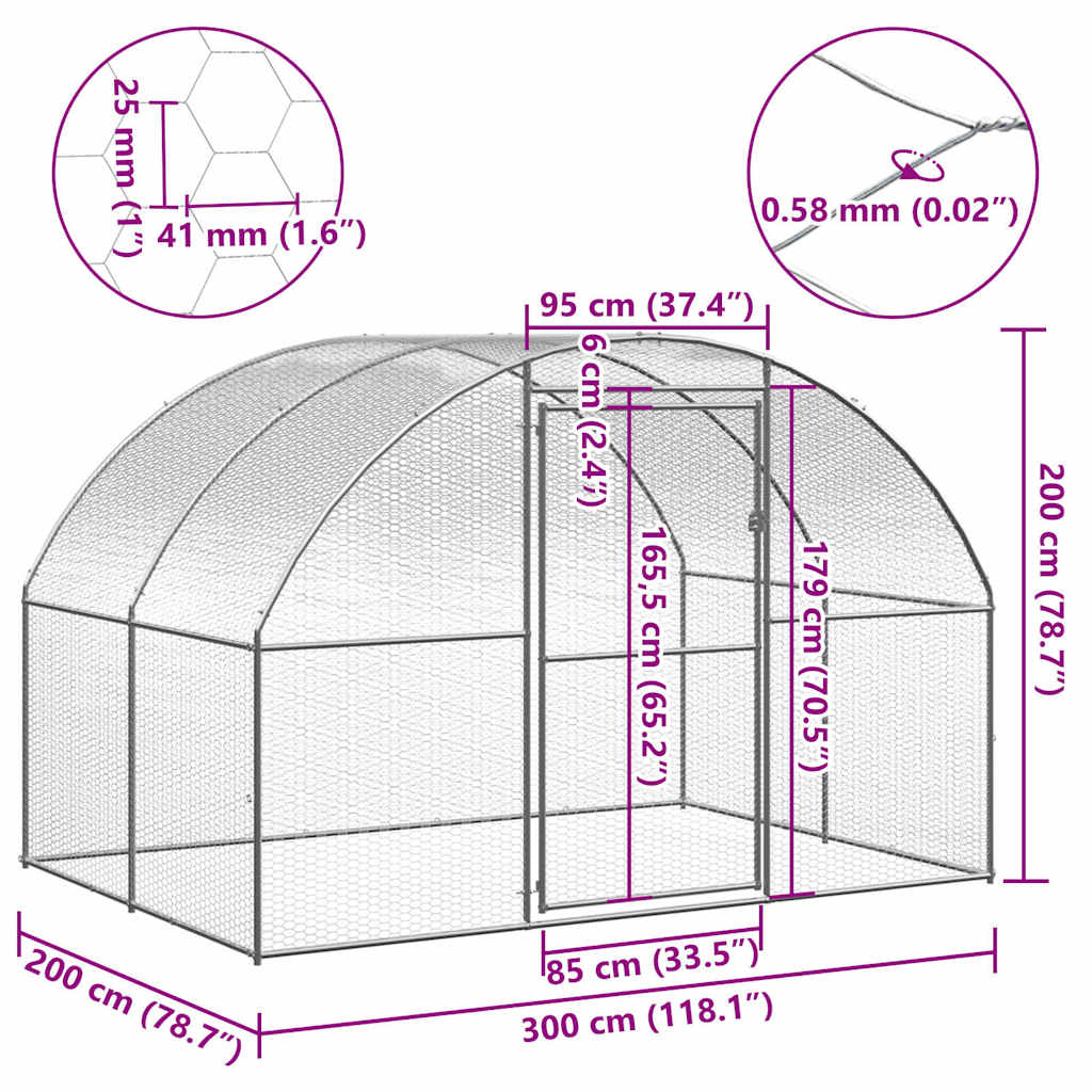 171463 vidaXL Outdoor Chicken Coop 3x2x2 m Galvanised Steel