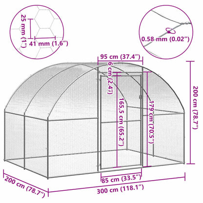 171463 vidaXL Outdoor Chicken Coop 3x2x2 m Galvanised Steel
