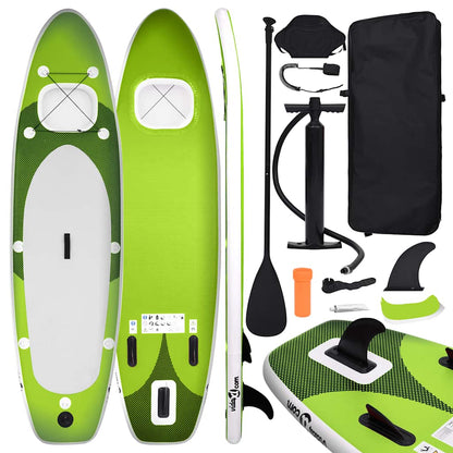 vidaXL Inflatable Stand Up Paddle Board Set Green 330x76x10 cm