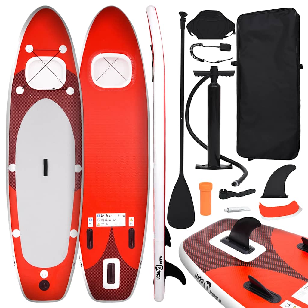 vidaXL Inflatable Stand Up Paddle Board Set Red 360x81x10 cm