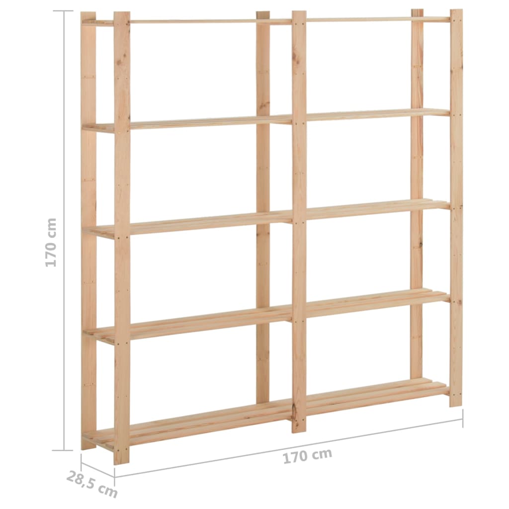 vidaXL 5-Tier Storage Rack 170x28.5x170 cm Solid Pinewood