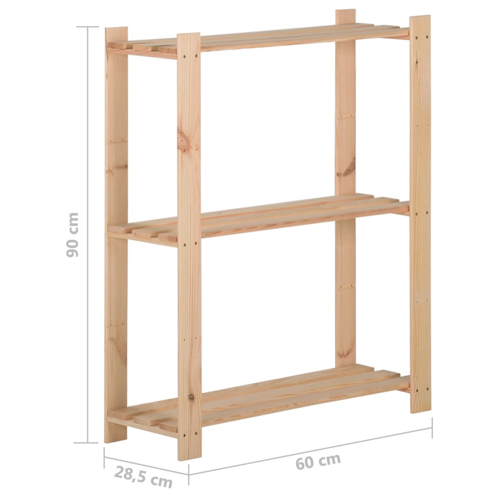 vidaXL 3-Tier Storage Rack 60x28.5x90 cm Solid Pinewood