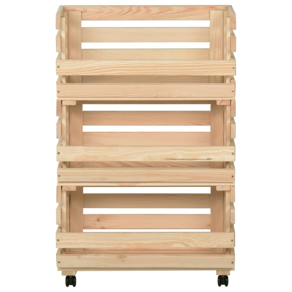vidaXL Vegetable Trolley 37x30x80 cm Solid Pinewood