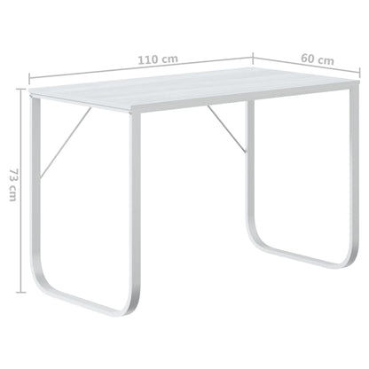 vidaXL Computer Desk White 110x60x73 cm Engineered Wood