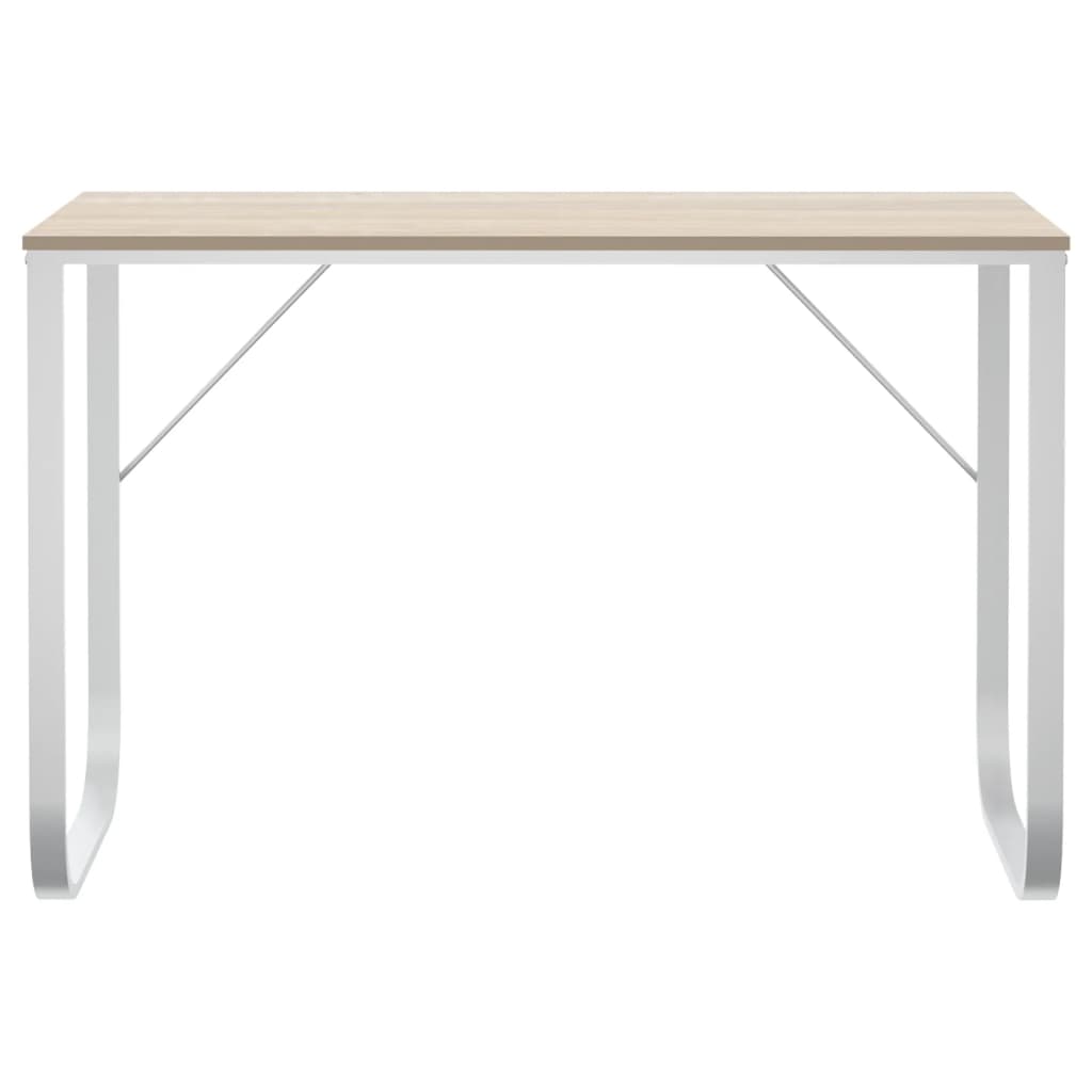 vidaXL Computer Desk White and Oak 110x60x73 cm Engineered Wood