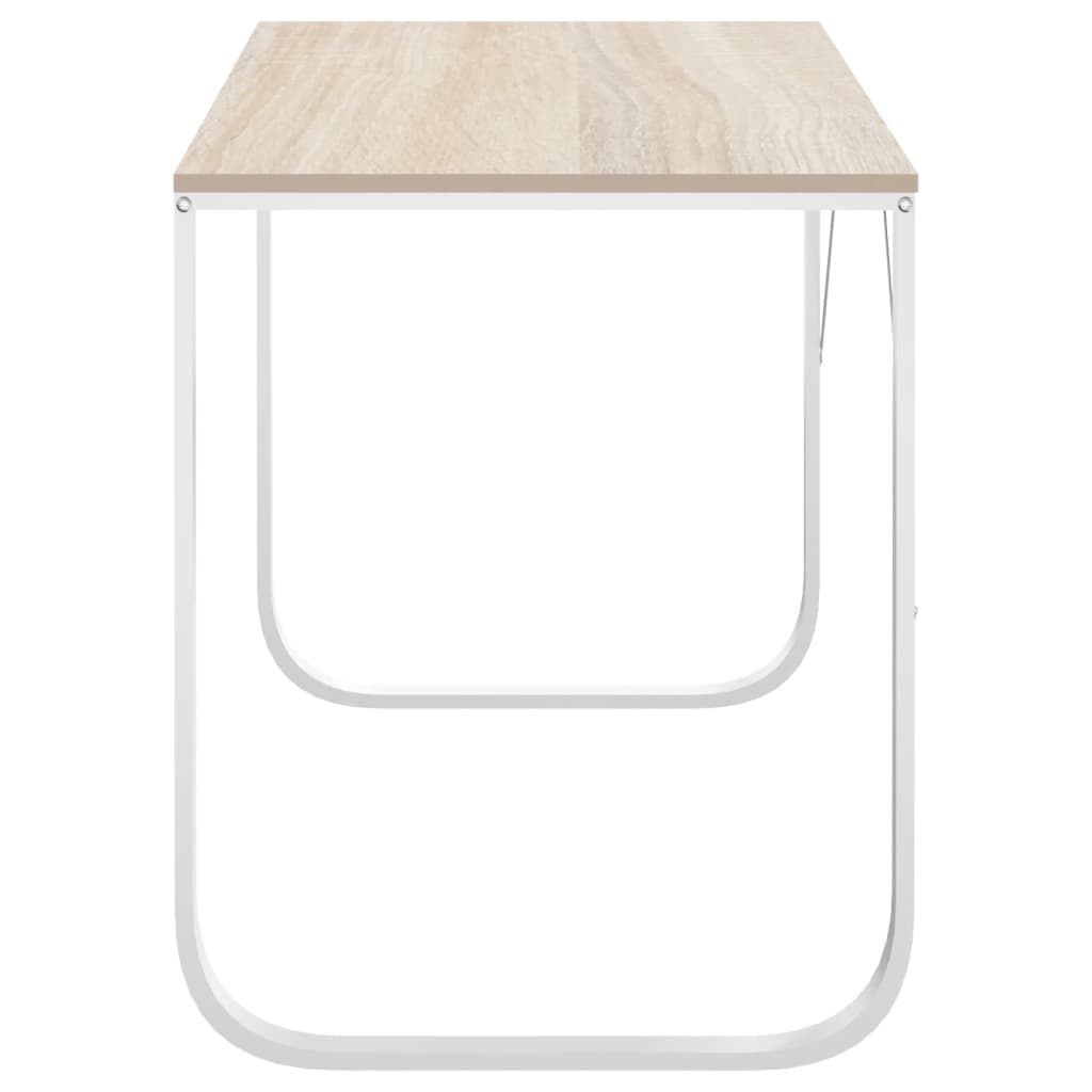vidaXL Computer Desk White and Oak 110x60x73 cm Engineered Wood