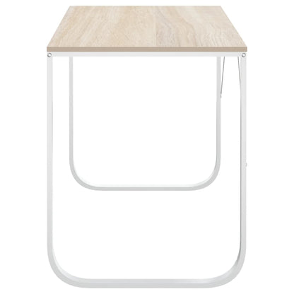 vidaXL Computer Desk White and Oak 110x60x73 cm Engineered Wood