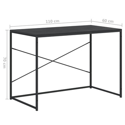 vidaXL Computer Desk Black 110x60x70 cm Engineered Wood