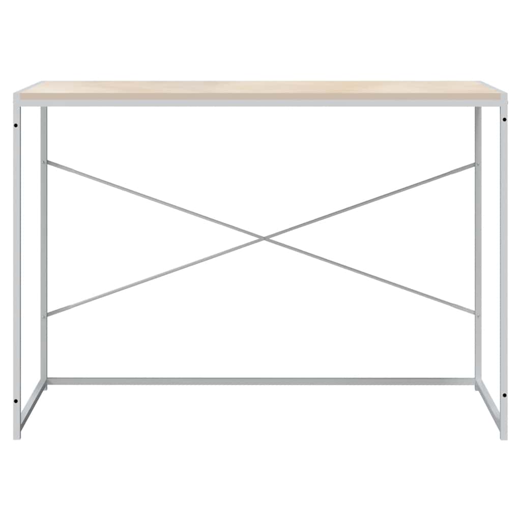 vidaXL Computer Desk White and Oak 110x60x70 cm Engineered Wood