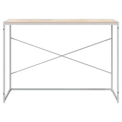 vidaXL Computer Desk White and Oak 110x60x70 cm Engineered Wood