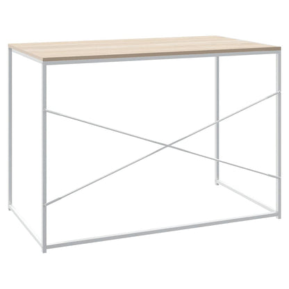 vidaXL Computer Desk White and Oak 110x60x70 cm Engineered Wood