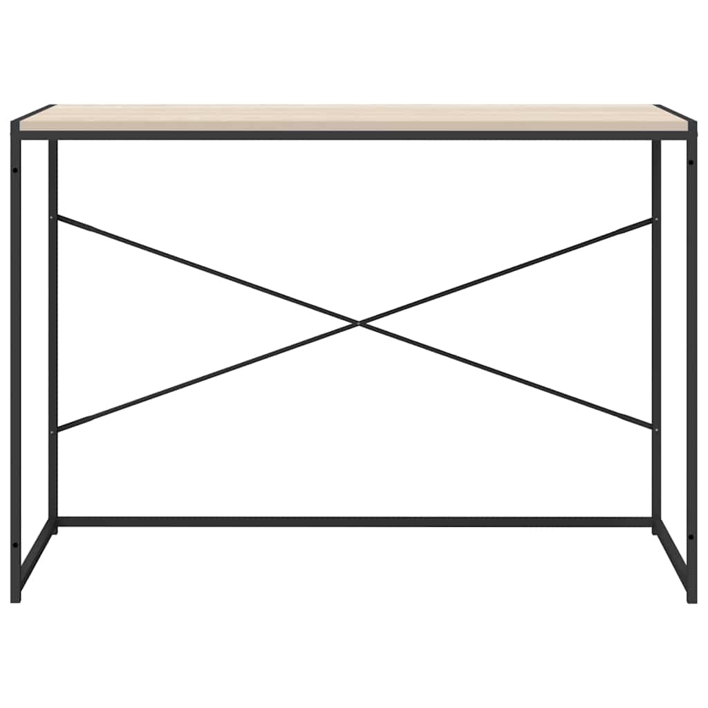 vidaXL Computer Desk Black and Oak 110x60x70 cm Engineered Wood