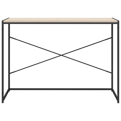 vidaXL Computer Desk Black and Oak 110x60x70 cm Engineered Wood