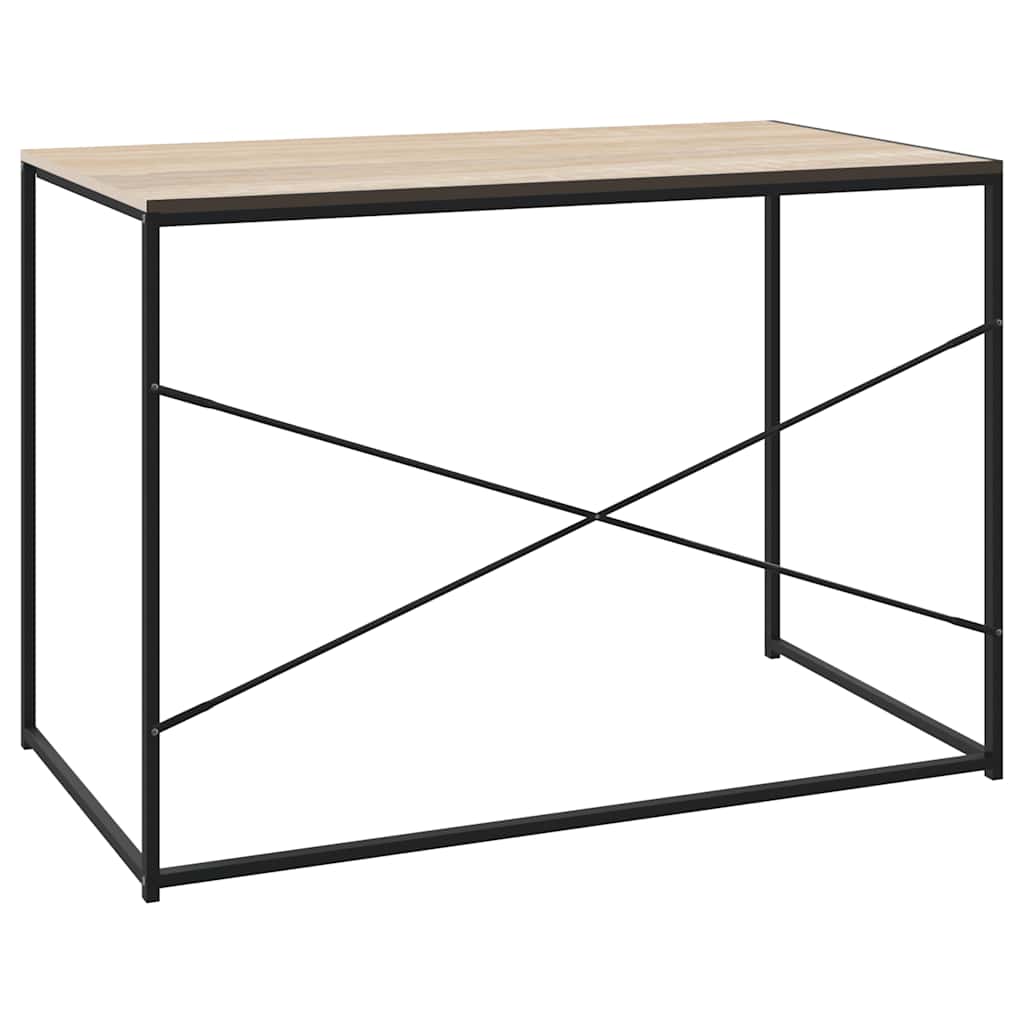 vidaXL Computer Desk Black and Oak 110x60x70 cm Engineered Wood