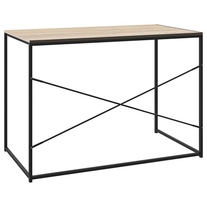 vidaXL Computer Desk Black and Oak 110x60x70 cm Engineered Wood