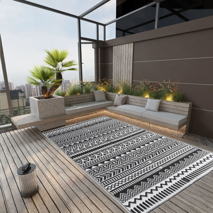 vidaXL Outdoor Rug ARAKIL Black 190x290 cm PP