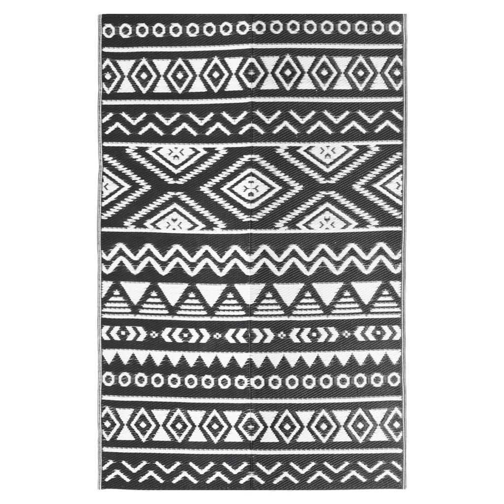vidaXL Outdoor Rug ARAKIL Black 190x290 cm PP