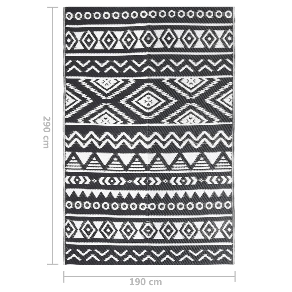 vidaXL Outdoor Rug ARAKIL Black 190x290 cm PP