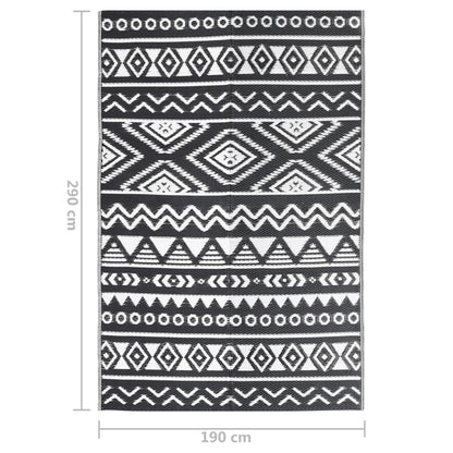 vidaXL Outdoor Rug ARAKIL Black 190x290 cm PP