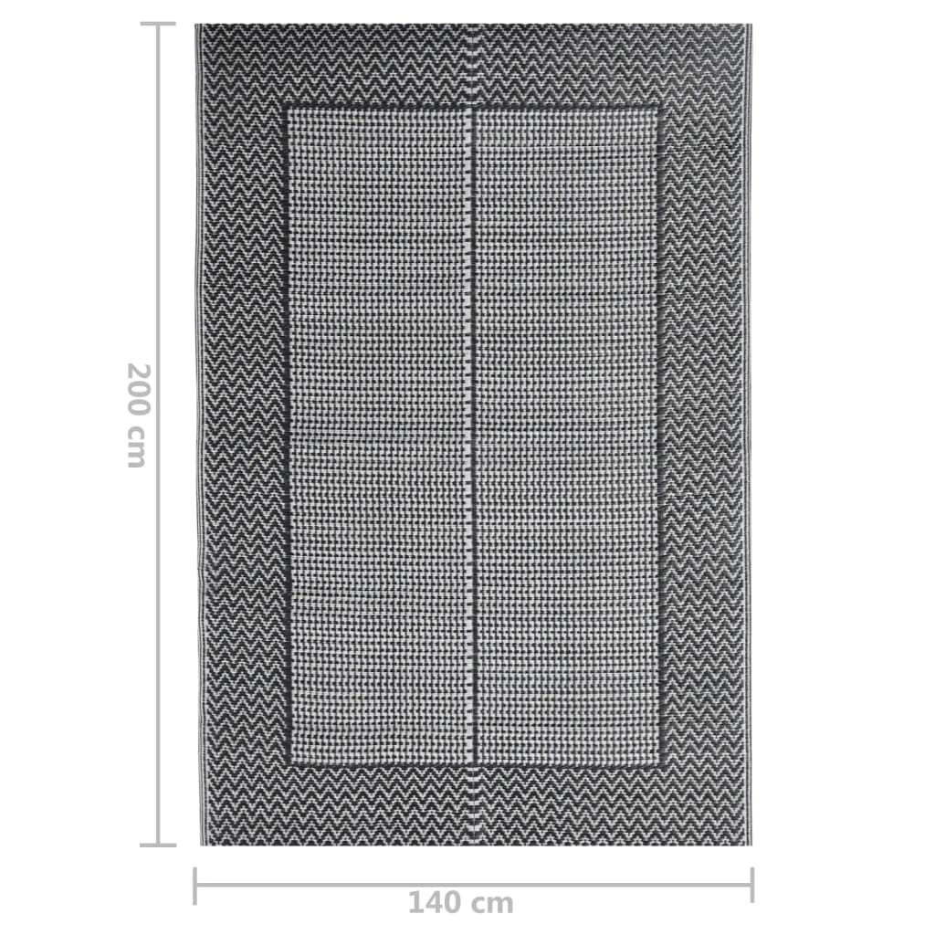 vidaXL Outdoor Rug ARAKIL Black 140x200 cm PP