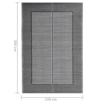 vidaXL Outdoor Rug ARAKIL Black 140x200 cm PP