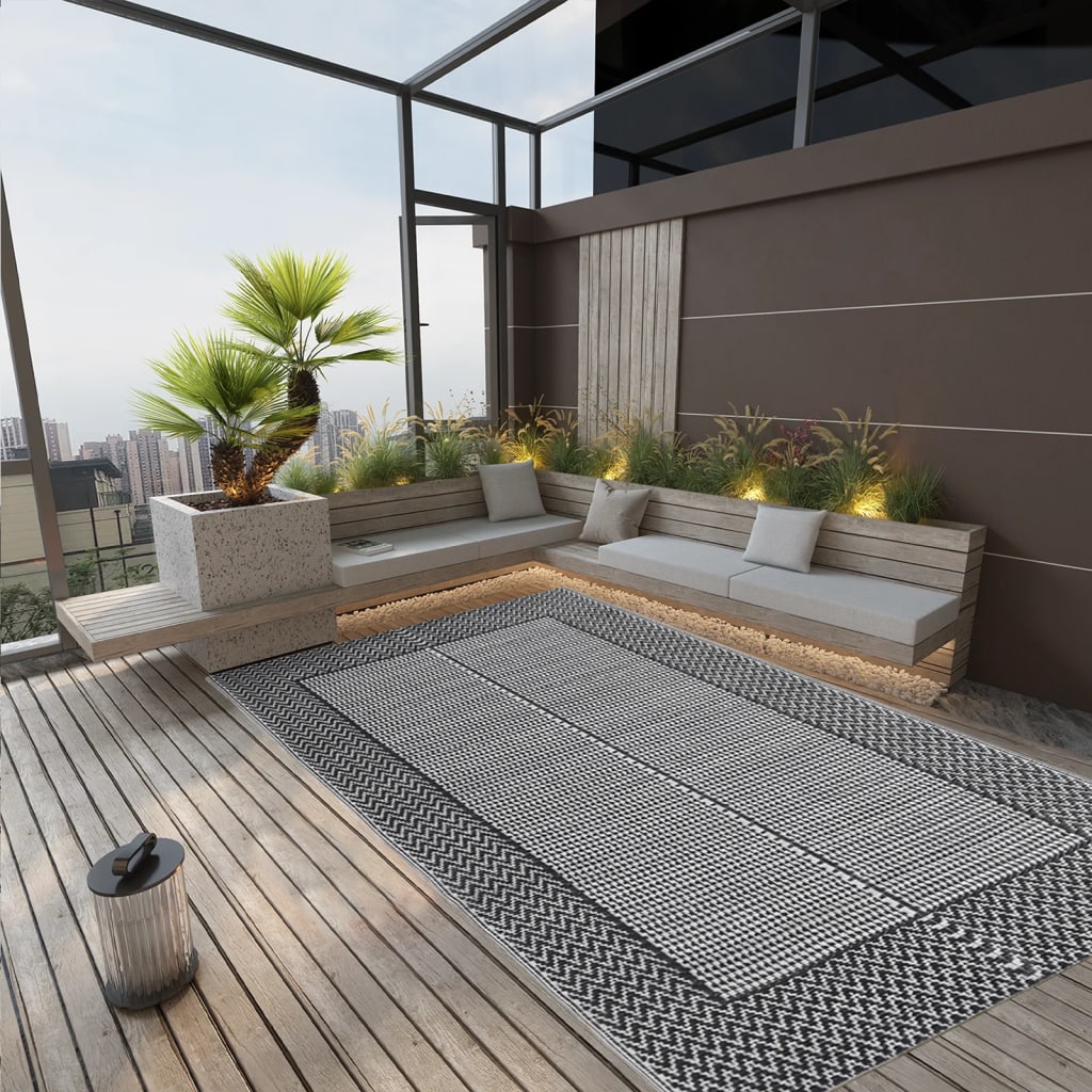 vidaXL Outdoor Rug ARAKIL Black 140x200 cm PP