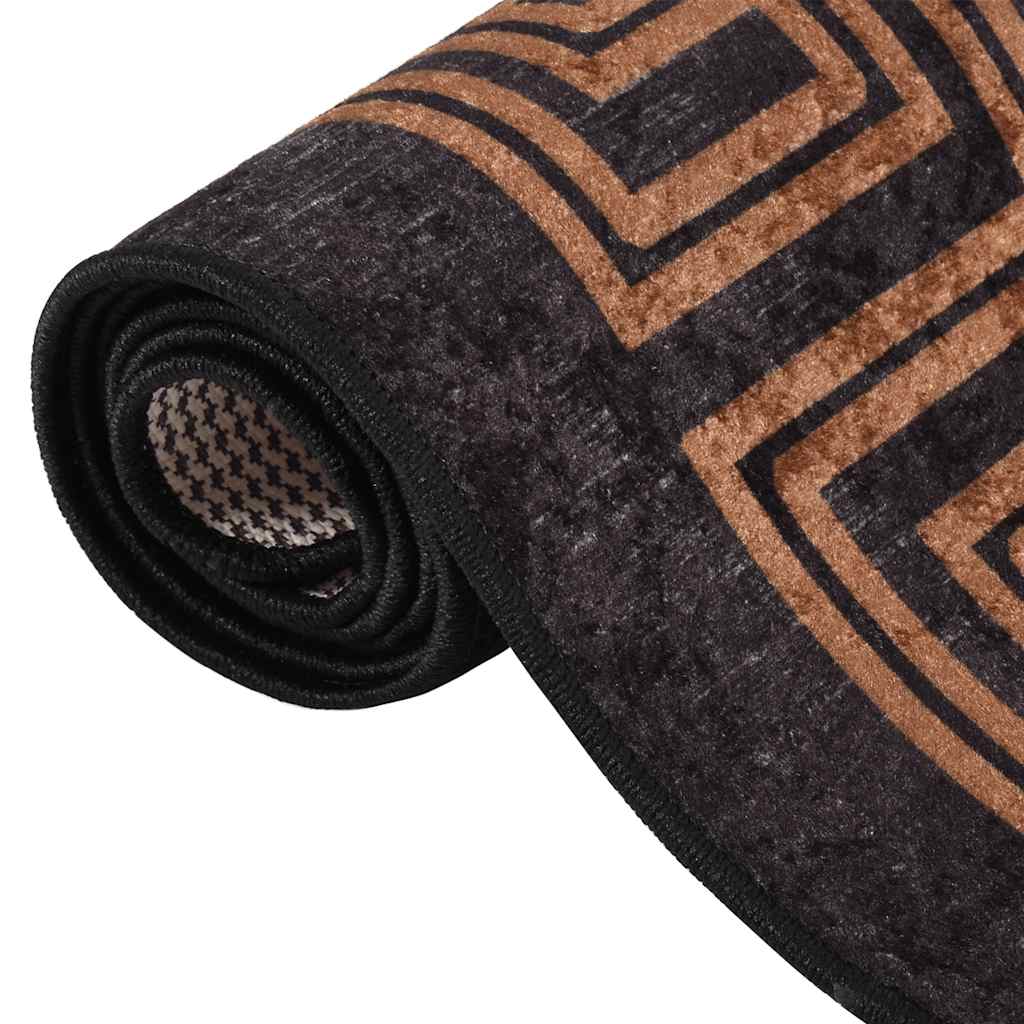 vidaXL Rug Washable 160x230 cm Black and Gold