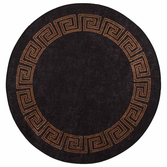 vidaXL Rug Washable φ120 cm Black and Gold