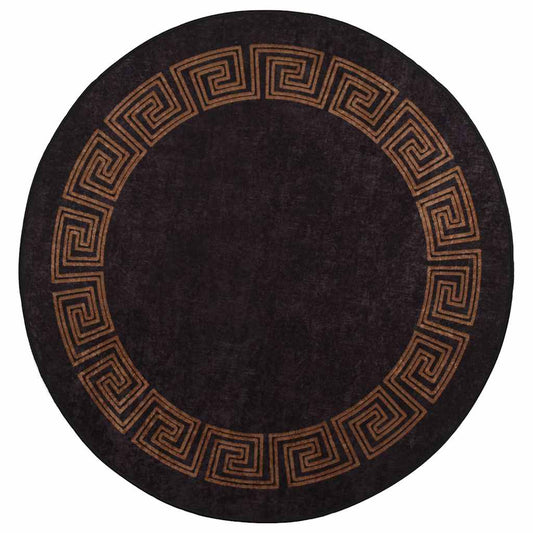 337933 vidaXL Rug Washable φ120 cm Black and Gold