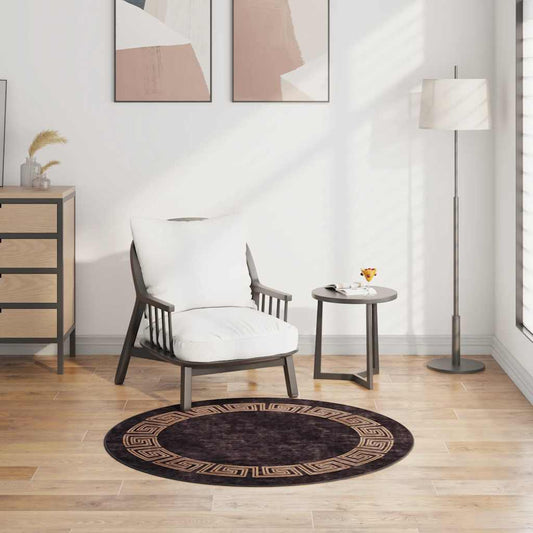 vidaXL Rug Washable φ120 cm Black and Gold