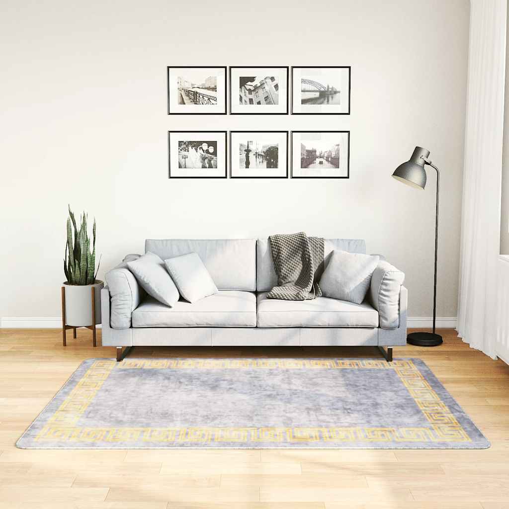 vidaXL Rug Washable 120x180 cm Grey Anti Slip