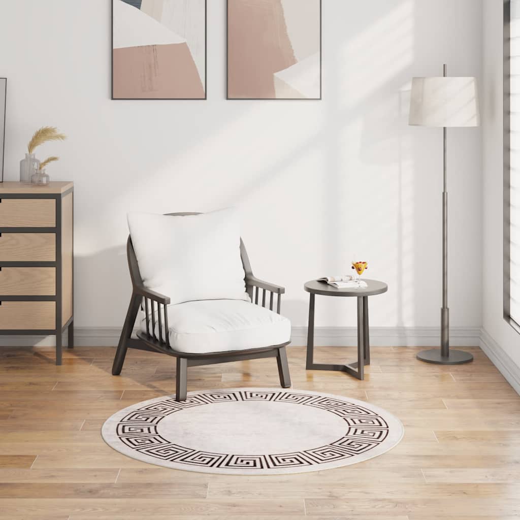 vidaXL Rug | Light Beige | Polyester | Diameter 120 cm | Area Rug | Circular