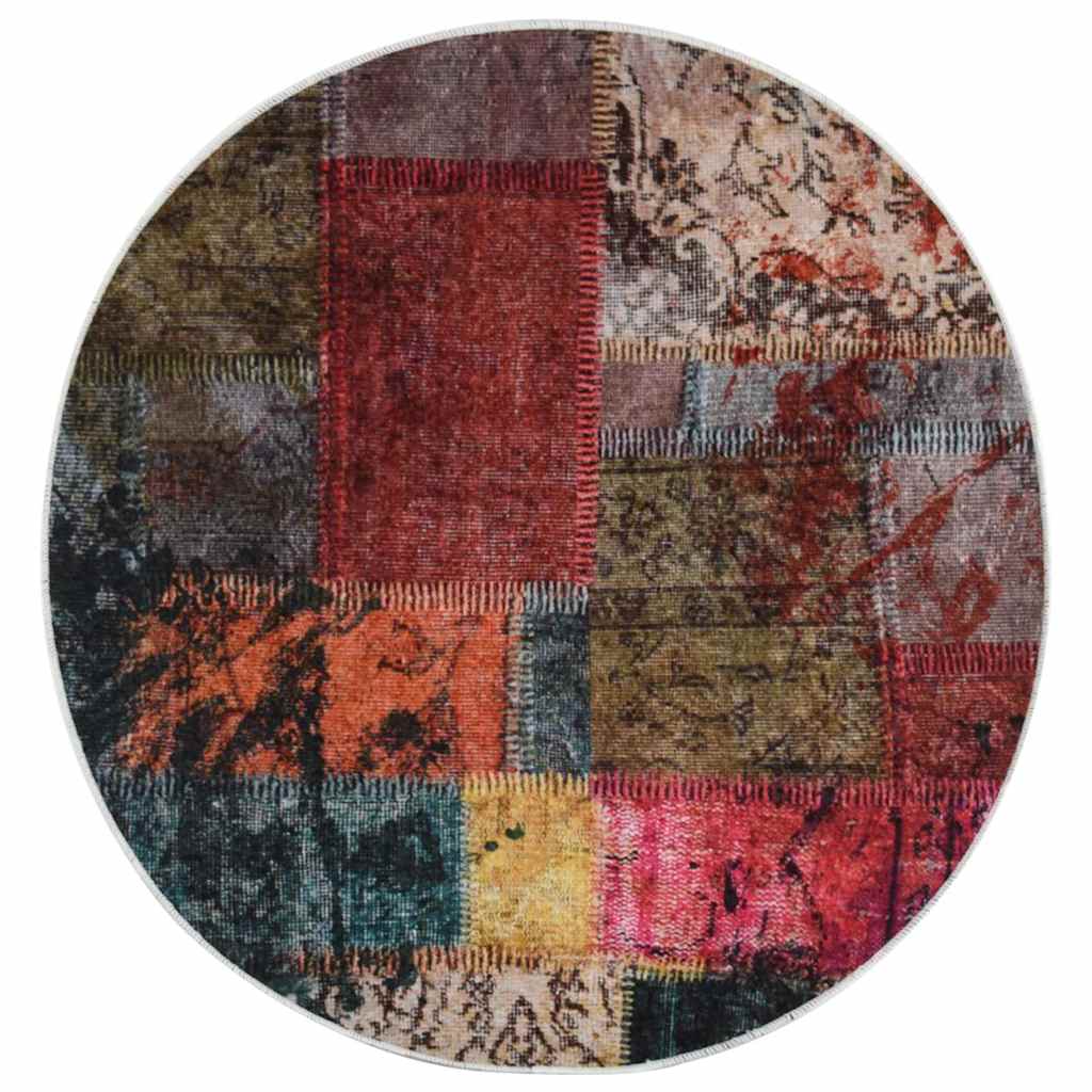 vidaXL Rug Washable Patchwork φ120 cm Multicolour