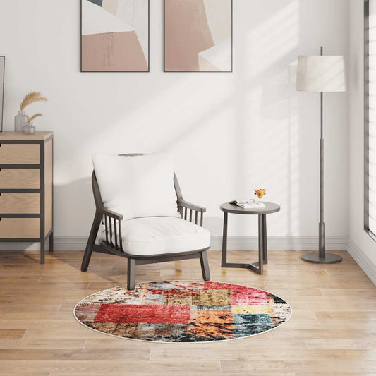 vidaXL Rug Washable Patchwork φ120 cm Multicolour