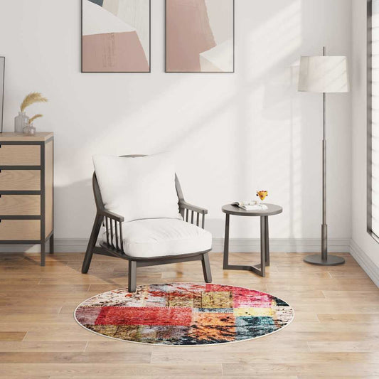 337969 vidaXL Rug Washable Patchwork φ120 cm Multicolour
