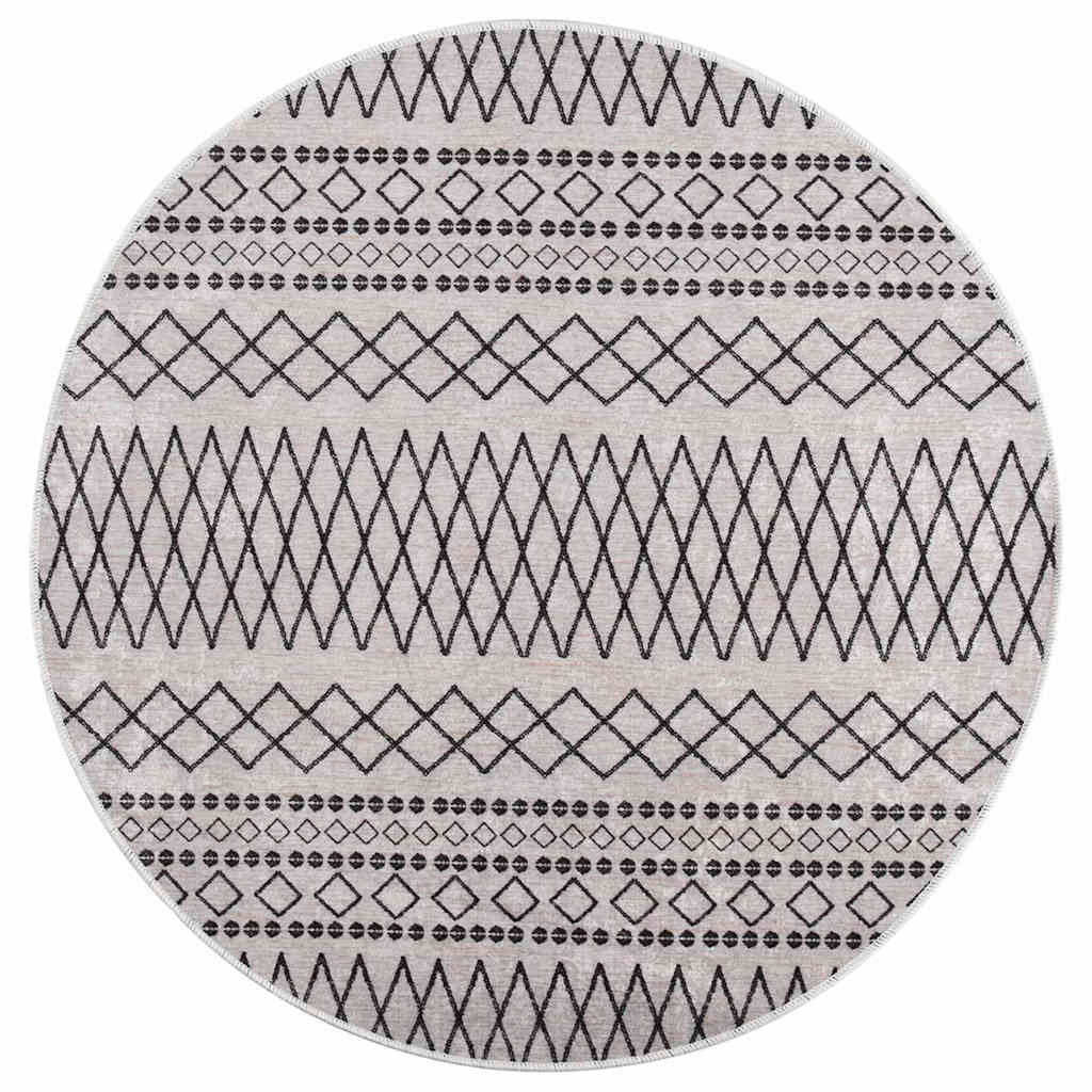 337975 vidaXL Rug Washable φ120 cm Black and White
