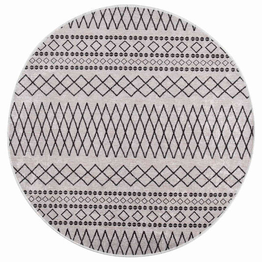 337975 vidaXL Rug Washable φ120 cm Black and White
