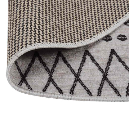 vidaXL Rug Washable φ120 cm Black and White Anti Slip