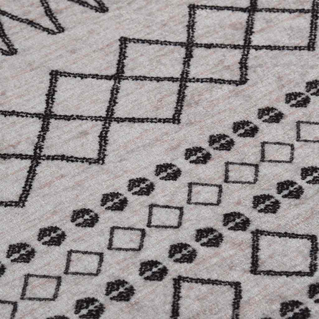vidaXL Rug Washable φ120 cm Black and White Anti Slip