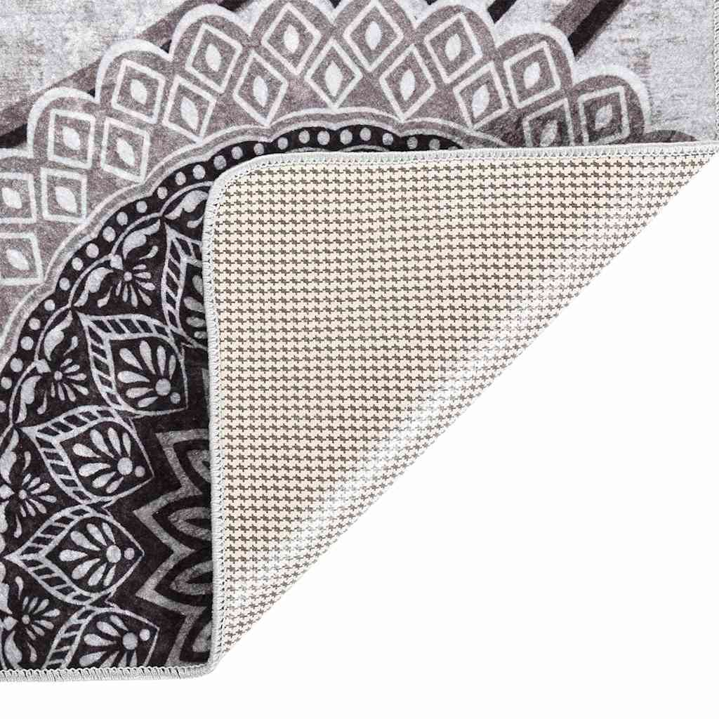 vidaXL Rug Washable 80x300 cm Black and Grey