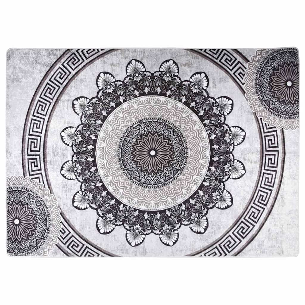 vidaXL Rug Washable 120x180 cm Black and Grey
