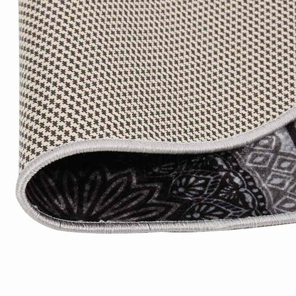 vidaXL Rug Washable φ120 cm Black and Grey Anti Slip